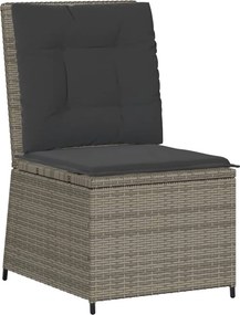 vidaXL szürke polyrattan dönthető kerti kanapé párnákkal