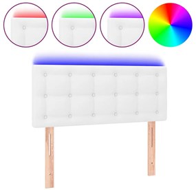 fehér műbőr LED-es fejtámla 80 x 5 x 78/88 cm