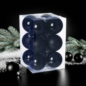 Fekete műanyag karácsonyi gömb szett 12x6cm