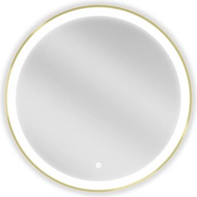 Mexen Esso világított fürdőszobai tükör, kerek 70 cm, LED 6000K, páramentes, arany keret - 9825-070-070-611-50