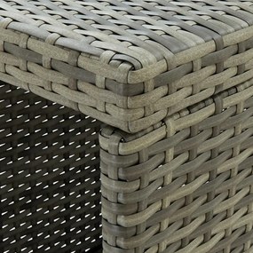 szürke polyrattan bárasztal tárolópolccal 120 x 60 x 110 cm