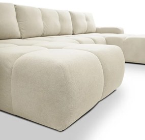 ALMADA U alakú kárpitozott ülőgarnitúra, ággyá alakítható, tárolóhellyel, bézs
