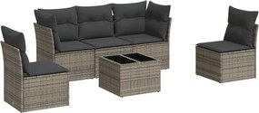vidaXL 6 részes szürke polyrattan kerti ülőgarnitúra párnákkal