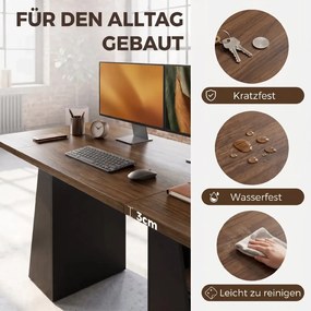 HOMCOM Főnöki íróasztal 4 nyitott polccal, ipari formatervezés, barna-fekete