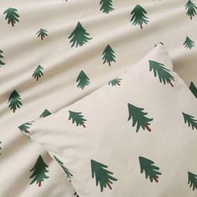 Goldea karácsonyi flanel párnahuzat - fenyőfák natúr alapon 40 x 40 cm