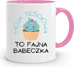 Rózsaszín Bögre Anyósnak Vagány Muffin nyomott mintával