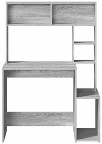 szürke sonoma színű szerelt fa íróasztal polcokkal 100x45x140cm