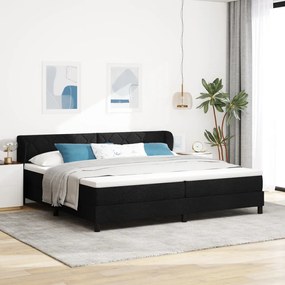 Fekete Box Spring Ágy Mattal, 200x200 cm, Szövet