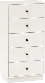 HOMCOM 5 Fiókos Világos Színű Ágyneműtartó Éjjeliszekrény Antisszézős Magas Fiókos Szekrény 47x29x95 cm | Aosom