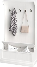 HOMCOM Kabátállvány Cipőtároló Padlófa Előtérhez, 5 Akasztóval és Tárolóhellyel, 96x34x179.7cm, Elefántcsont | Aosom