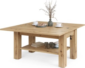 Mazzoni BRAWO Artisan Tölgy - NYITHATÓ/MAGASÍTHATÓ DOHÁNYZÓASZTAL POLCCAL ÉTKEZŐASZTALKÉNT IS HASZNÁLHATÓ