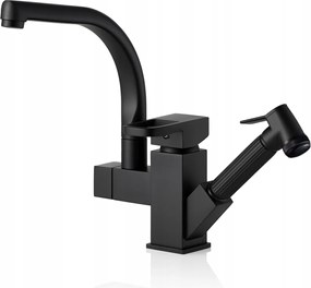 Fekete álló konyhai csaptelep kihúzható kifolyócsővel forgatható bidé csaptelep