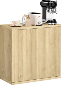HOMCOM tölgy komód, dupla soft‑close ajtók és állítható polc — modern tálaló étkezőbe, 78 x 39 x 79 cm | Aosom