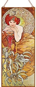 Alfonse Mucha - Ékkövek - Smaragd üvegkép, falikép