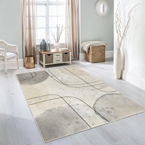 Szürke-krémszínű mosható futószőnyeg 80x200 cm Simple Lines – Mila Home