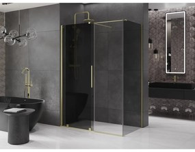 Mexen Velar, tolóajtós zuhanykabin 150 x 70 cm, 8mm szürke üveg, arany matt, 871-150-070-41-55