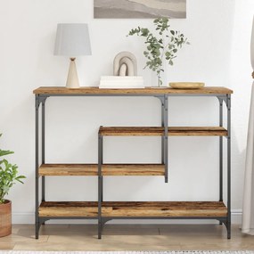 Konzolasztal Régi Fa 100x35x75 cm Mérnöki Fa és Acél