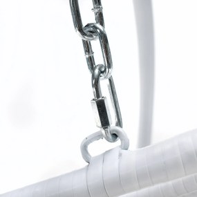 Függő dupla fotel, fehér/minta virág, DALVEA 2 NEW