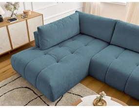 Kék kinyitható-tárolóhelyes sarokkanapé (bal oldali-U alakú) Fuji – Bobochic Paris