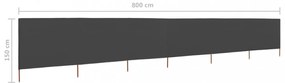 antracitszürke szövet 6-paneles szélfogó 800 x 120 cm