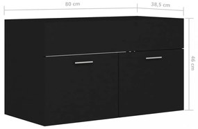 fekete szerelt fa mosdószekrény 80 x 38,5 x 46 cm