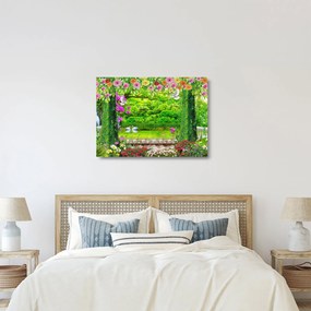 Kép - Varázslatos kert hattyúkkal (üvegen) (70x50 cm)