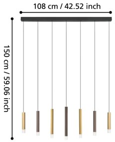 Eglo 39906 - LED Dimmelhető csillár zsinóron ESTANTERIOS 7xLED/3,1W/230V 3000K