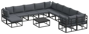 Kerti Kanapé Szett 12 pcs Fekete Fém