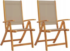 Összecsukható Kerti Székek 2 Db Akácfa És Textil (1063)