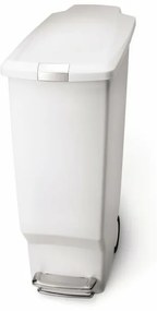 Keskeny pedálkosár 40 l, fehér műanyag, fehér