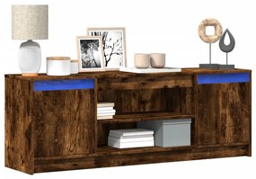 füstös tölgy színű szerelt fa LED-es TV-szekrény 139,5x34x50 cm