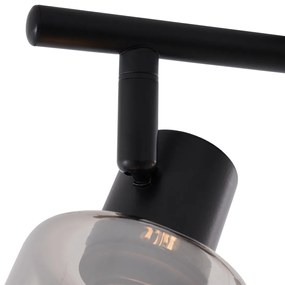 Modern mennyezeti lámpa fekete kerek füstüveggel, 2 fényforrás - Cilin