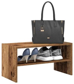 antik fa színű cipőtartó állvány halmozható 60 x 30 x 30,5 cm