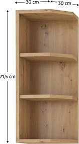 Felső nyitott szekrény, artisan tölgy, MONRO 30 G-72 ZAK