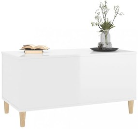 magasfényű fehér szerelt fa dohányzóasztal 90x44,5x45 cm