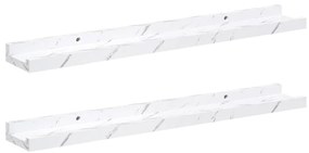 vidaXL Falpolc polcokkal 2 pcs Fehér márvány 60 x 9 x 3 cm Faanyag