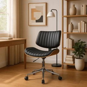 Fekete Eco-bőr Irodai Forgószék TEKSAS