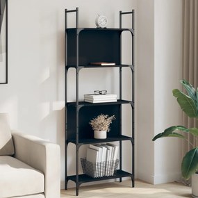 5 szintes fekete szerelt fa könyvespolc 60,5x24x166,5 cm