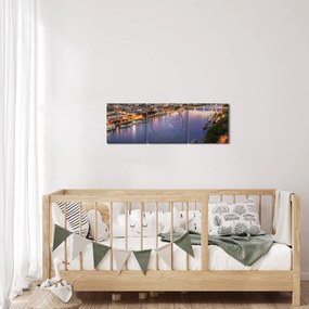 Pozsonyi éjszakai város képe folyóval (órával) (90x30 cm)