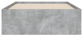 betonszürke szerelt fa ágykeret fiókokkal 100 x 200 cm