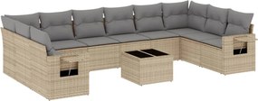 vidaXL 11 részes bézs polyrattan kerti ülőgarnitúra párnákkal