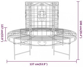 fekete acél kör alakú fa körüli pad Ø137 cm