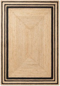 Fekete-natúr színű kétoldalas-kézi szövésű juta szőnyeg 120x170 cm Jutta – Hanse Home