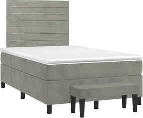 vidaXL világosszürke bársony rugós ágy matraccal 120 x 190 cm