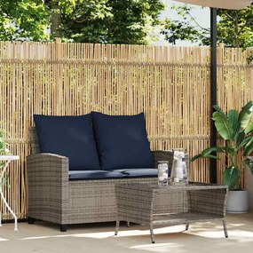 2 személyes szürke polyrattan kerti kanapé asztallal&amp;párnával