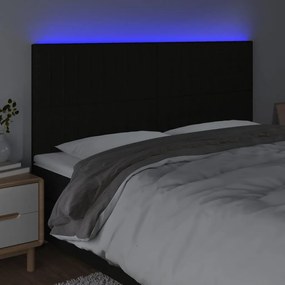 fekete szövet LED-es fejtámla 160x5x118/128 cm