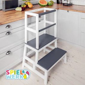 Spielwerk PLAY tanulótorony fenyőfa, 93x56x49cm, fehér/antracit