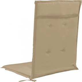2 db bézs szövet kerti magas háttámlájú székpárna 120x50x3 cm