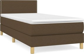 vidaXL sötétbarna szövet rugós ágy matraccal 100 x 200 cm