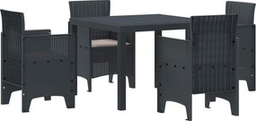 vidaXL Kert étkező szett 5 pcs Antracit Polipropilén